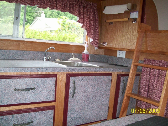 Another photo of the inside of the old camper after it was renovated.