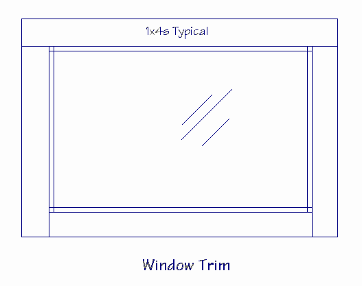 Drawing of typical 1x4 window trim.
