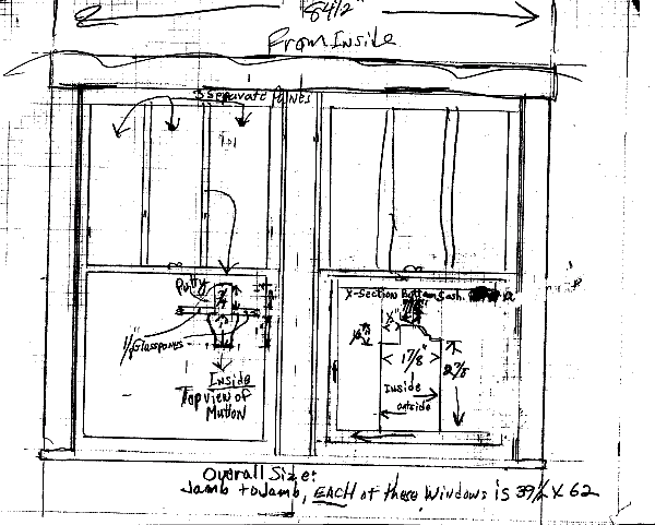 Hand drawn sketch of a beswick window.