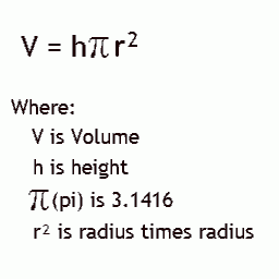 Formula for calculating volume of a cone.
