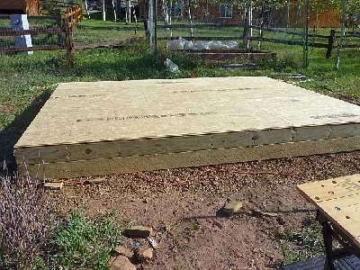 Photo of the completed floor of the gable shed.