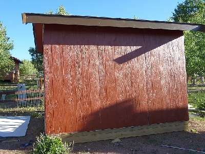 Photo of a completed outside wall of the gable shed.