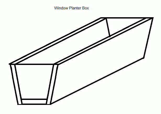 Drawing of a window planter box for a small window garden.