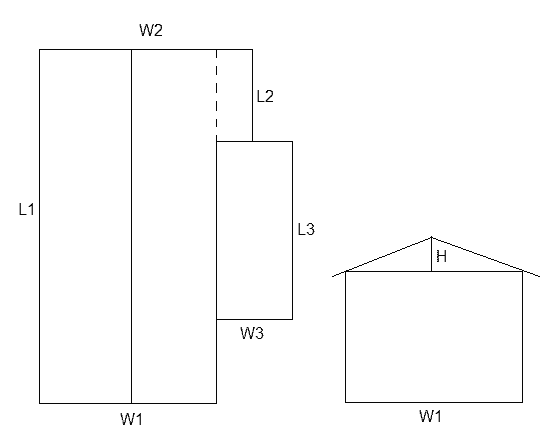 Drawing of the roof of the house of our member with each length labelled.