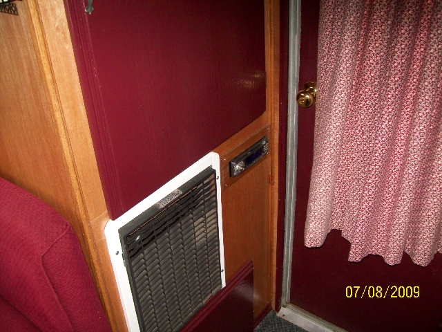 Photo of the inside of the old camper after it was renovated.