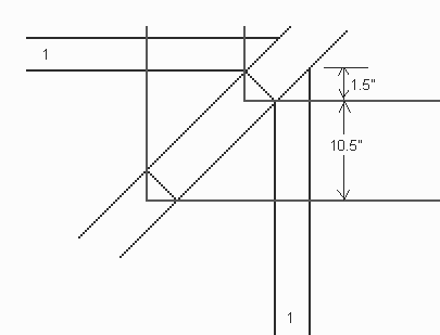 Diagram of a stair stringer jack with measurements.