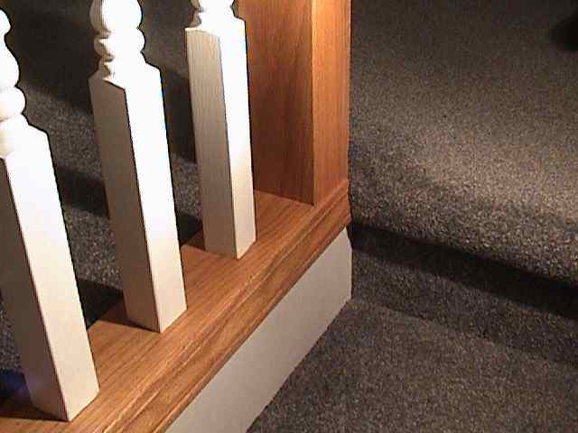 Photo of a balustrade base board on stairs.