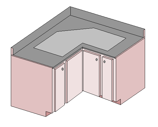 Drawing of kitchen sink counter and cabinet.