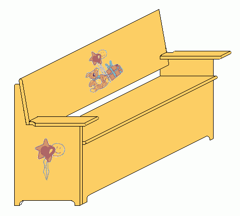 Drawing of child bench seat with storage.