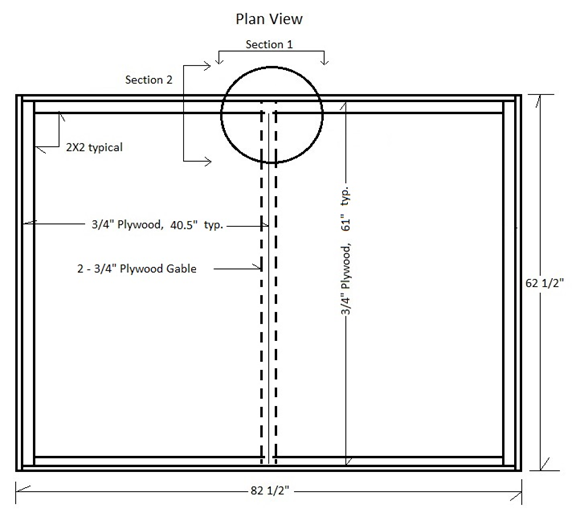 Diagram of plan view of queen size bed with measurements.