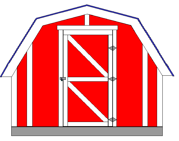 Drawing of our 10 foot gambrel roof shed without loft project.