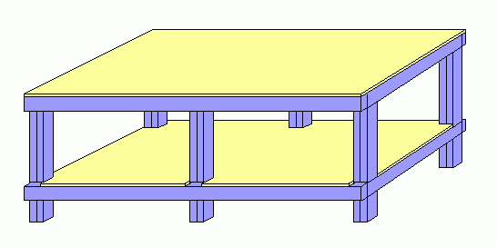 Drawing of our shop work bench woodworking project.