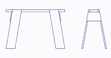 Drawing of side and end views of our sawhorse project.