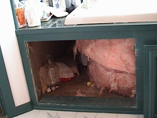 Photo of the insulation around a jacuzzi.